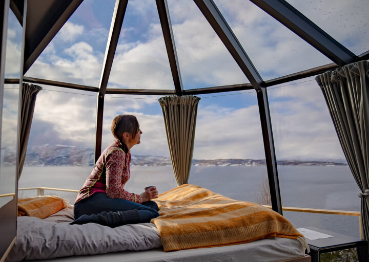 View from Attme Havet Aurora hut in Dyrøy in the Tromsø region