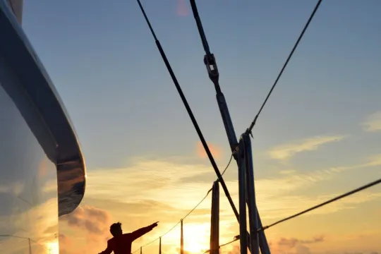 A Beautiful Arctic Midnight sun sailing with the newest Luxury catamaran Arctic Princess / Arctic Charm