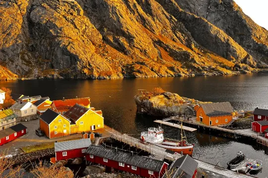 View of a village in Lofoten